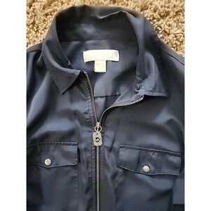 Michael Kors ‎ Roll Tab Sleeves Zip Front Blouse Tunic Top Women's Sz Medium